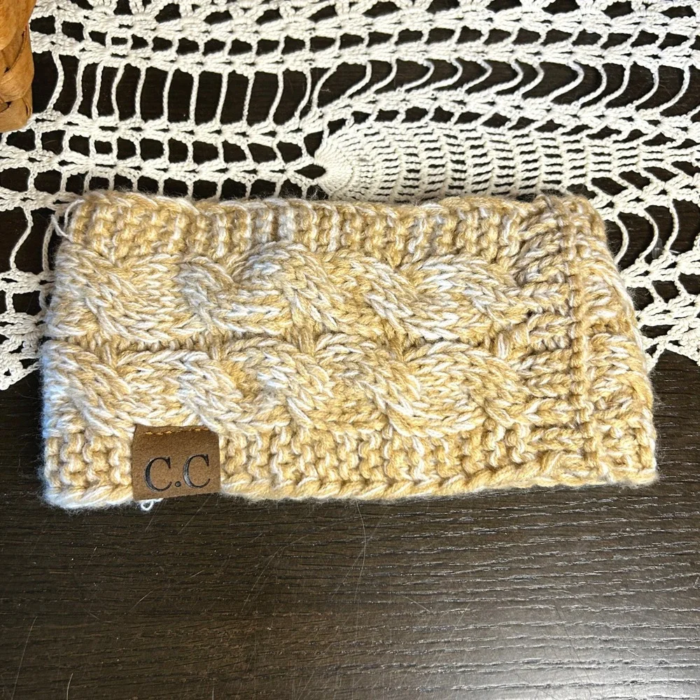 C.C. Cable Knit Headband Ear Warmer Tan Cream‎ Braided Warm Winter Fashion